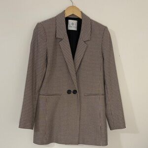 ANINE BING Oversized Houndstooth Blazer XS Brown Ivory Luxury Statement Jacket
